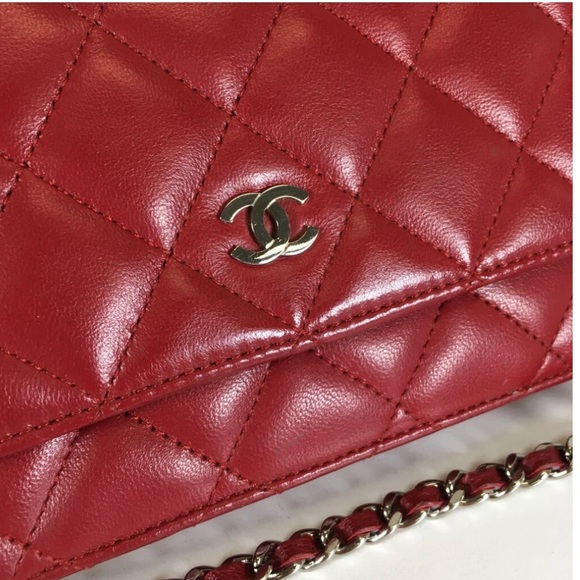 Chanel Classic Wallet on Chain Red Lambskin SHW - Picture 15 of 16
